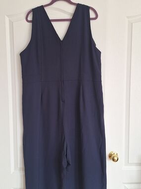 Michel Studio Navy Sleeveless V-Neck Jumpsuit